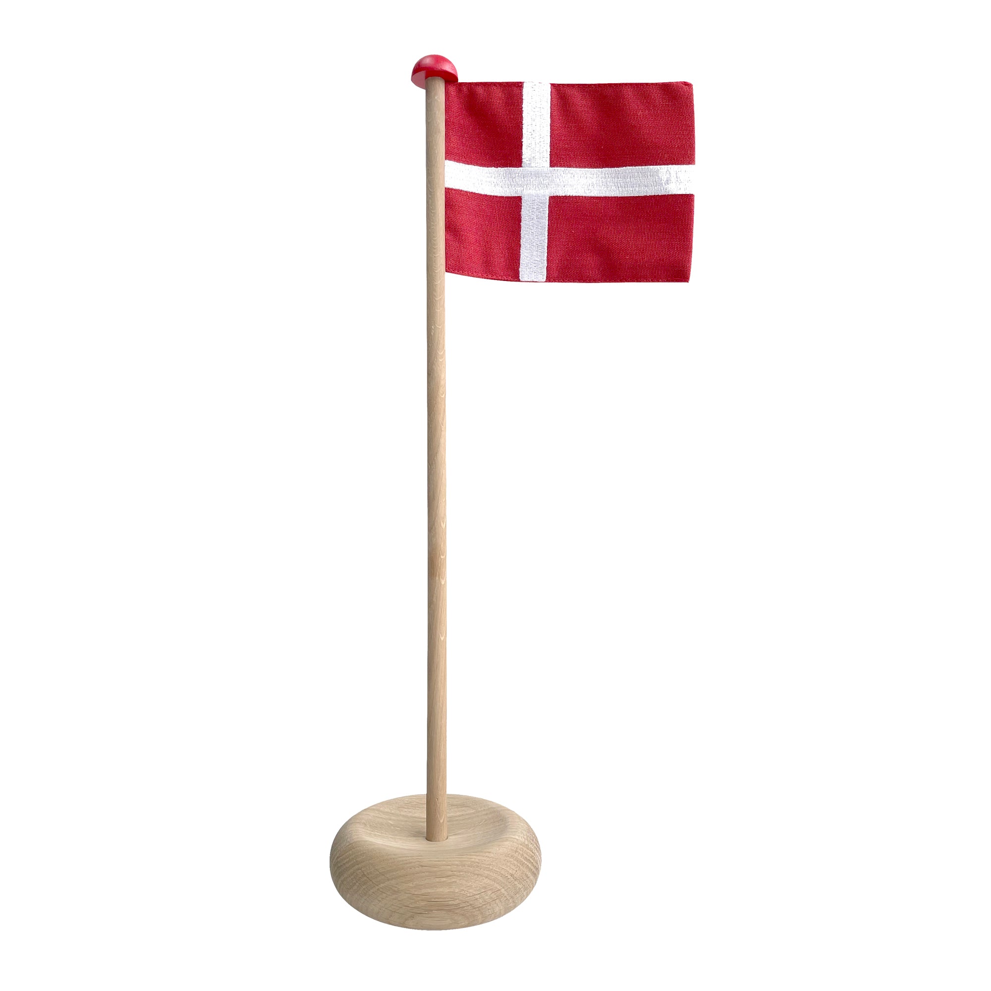 Novoform Danish TABLE FLAG In Oak Wood With Sewn Cotton Flag